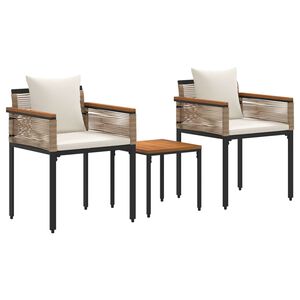 vidaXL Gartenm&ouml;bel Set mit Kissen 3 pcs Beige und Cremewei&szlig; PE-Rattan