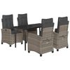 vidaXL 5-tlg. Garten-Essgruppe mit Kissen Grau Poly Rattan