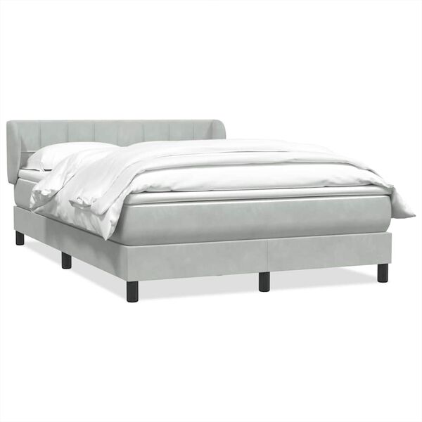 vidaXL Boxspringbett mit Matratze Hellgrau 160x210 cm Samt