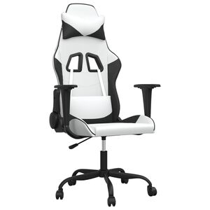 vidaXL Gaming-Stuhl Wei&szlig; und Schwarz Kunstleder