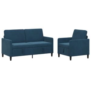 vidaXL Sofa Set mit Stauraum 2 stk. Blau Polyester