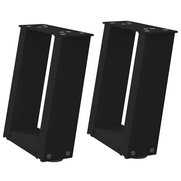 vidaXL Couchtischbeine U-Form 2 Stk. Schwarz 30x(30-31) cm Stahl