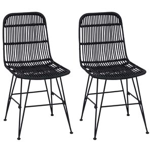 vidaXL Esststuhl 2 pcs Schwarz 41 x 55 x 85 cm Rattan und Stahl