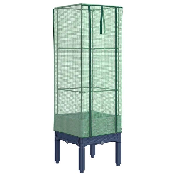 vidaXL Hochbeet mit Gew&auml;chshaus-Aufsatz Rattan-Optik 40x40x140 cm