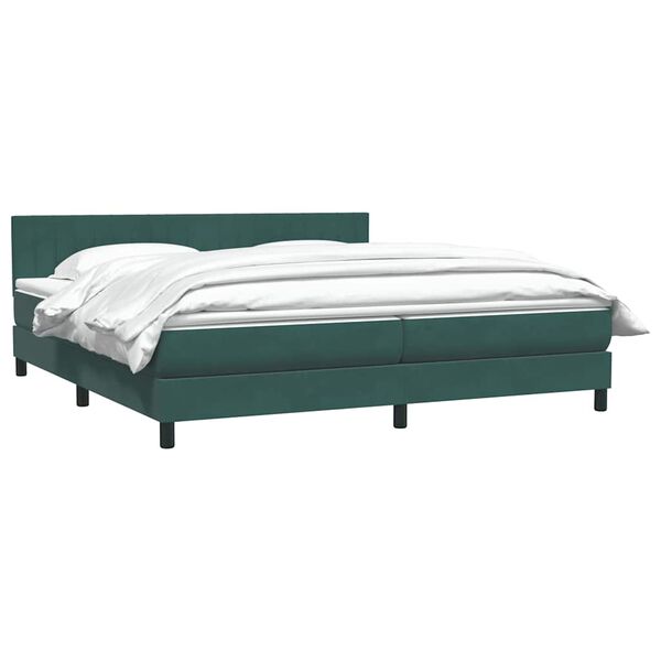 vidaXL Boxspringbett mit Matratze Dunkelgr&uuml;n 180x220 cm Samt