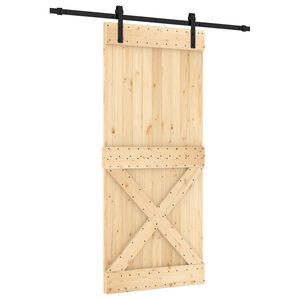 vidaXL Schiebet&uuml;r Nat&uuml;rlich und Schwarz 90 x 210 cm Massivkiefer