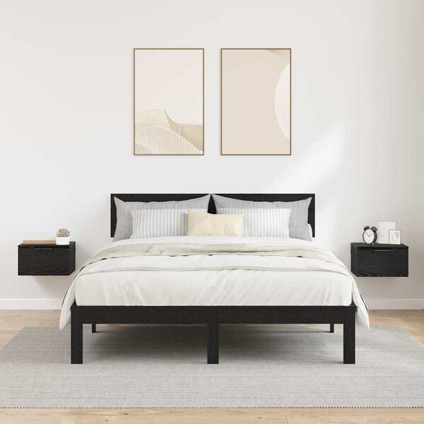 vidaXL Nachttisch 2 pcs Schwarz Eichen-Optik 34 x 30 x 20 cm