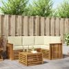vidaXL Outdoor-Sofagarnitur 5 pcs Natur und Creme Massivholz Akazie