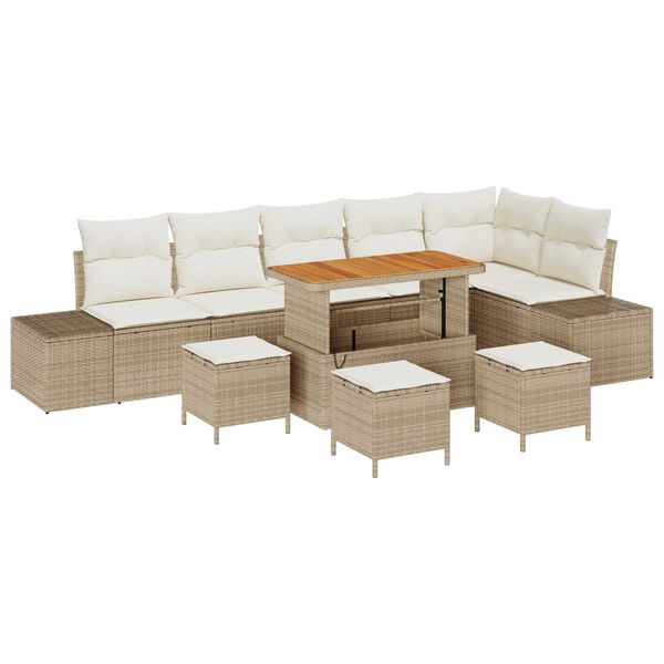 vidaXL Gartensofa-set mit Kissen 10 pcs Beige Poly-Rattan