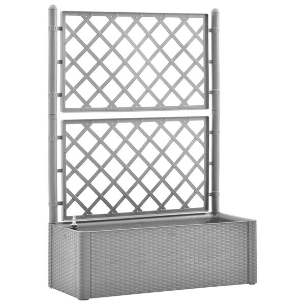 vidaXL Garten-Hochbeet mit Spalier und Selbstbewässerungssystem Grau