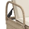 vidaXL Sonnenliege mit Rollen und Auflage Beige Poly Rattan