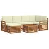 vidaXL Outdoor-Sofagarnitur 7 stk. Natur und Creme Polyester