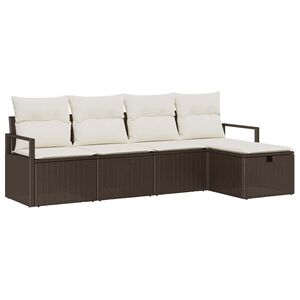 vidaXL Sofa Set mit Kissen mit Speicher Braun und Creme Poly-Rattan
