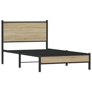vidaXL Metallbett ohne Matratze Sonoma-Eiche 100x200 cm