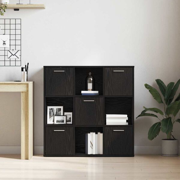vidaXL Bücherschrank Schwarz Eichen-Optik 90x28x90 cm Holzwerkstoff