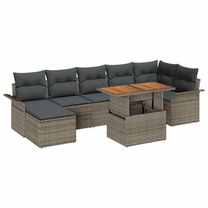 vidaXL Garten-Sofa-Set mit Speicher 8 pcs Grau Poly Rattan