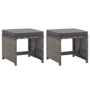 vidaXL Gartenhocker 2 Stk. mit Sitzkissen Poly Rattan Anthrazit