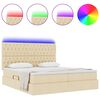 vidaXL Bett mit LED-Lichtleisten mit Kopfteil Creme 180 x 200 cm Stoff