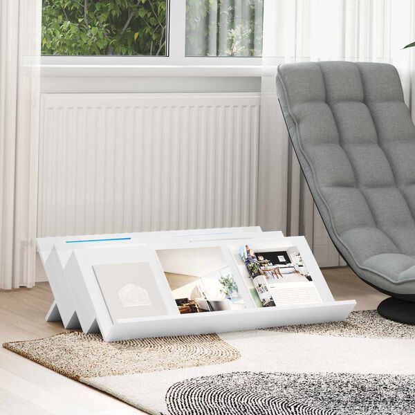 vidaXL Magazinregal mit Regal Wei&szlig; 90 x 53 x 28,5 cm Holzwerkstoff