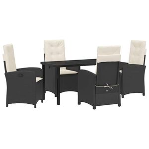 vidaXL Garten Essgruppe 5 stk. Schwarz Poly-Rattan
