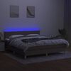 vidaXL Boxspringbett mit Matratze & LED Taupe 180x200 cm Stoff