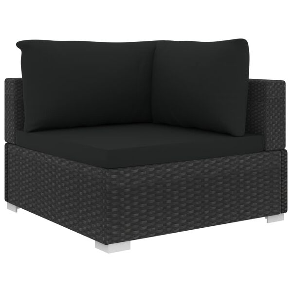 vidaXL 4-tlg. Garten-Lounge-Set mit Auflagen Poly Rattan Schwarz
