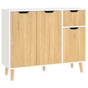 vidaXL Sideboard Wei&szlig; und Sonoma-Eiche 90x30x72 cm Holzwerkstoff