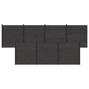 vidaXL zaunset 7 stk. 1218 x 186 cm WPC und Aluminium Schwarz