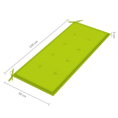 vidaXL Gartenbank mit Hellgrüner Auflage 120 cm Massivholz Teak