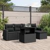 vidaXL 6-tlg. Garten-Sofagarnitur mit Kissen Schwarz Poly Rattan