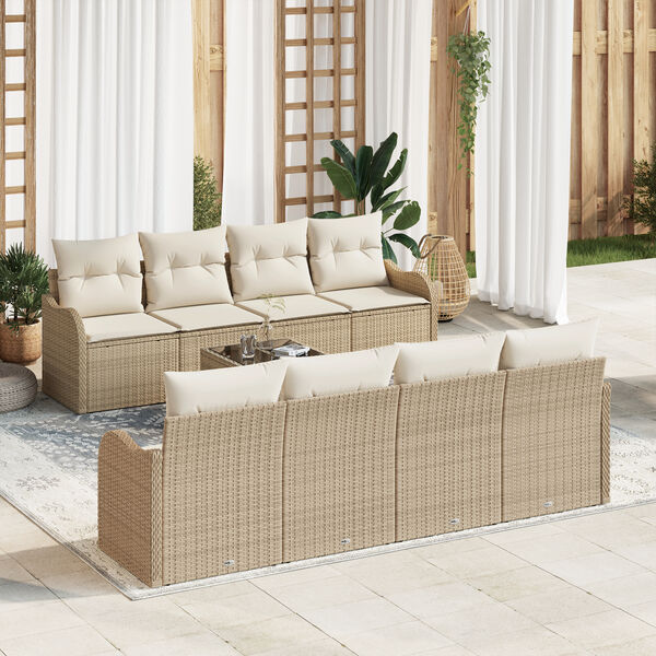 vidaXL Gartensofa-set Beige 55 x 55 x 37 cm Poly-Rattan