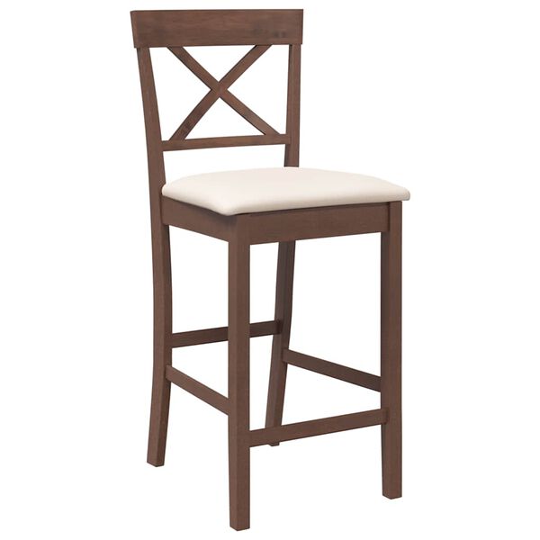 vidaXL Barhocker mit Kissen 2 Stk. Braun Massivholz Gummibaum