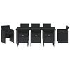 vidaXL Garten Essgruppe mit Kissen 9 pcs Schwarz Poly-Rattan