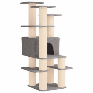 vidaXL Katzennbaum mit Sisal-Kratzs&auml;ulen Hellgrau 161 cm