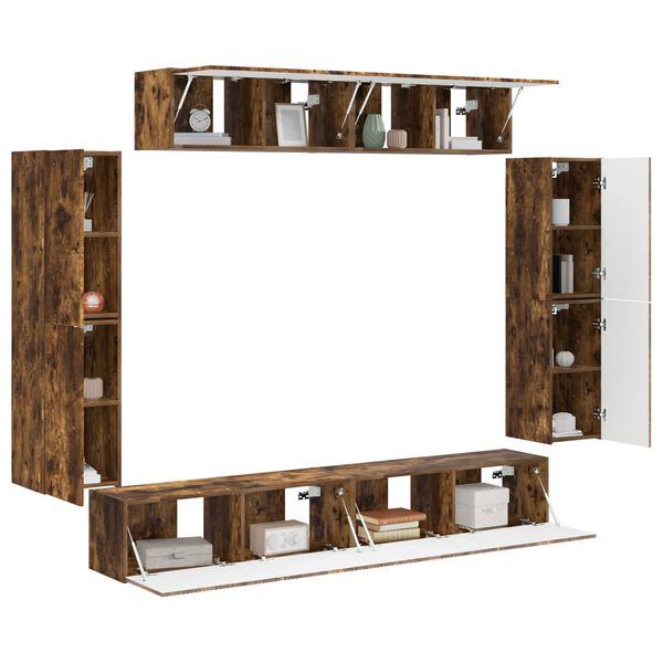 vidaXL TV-Schr&auml;nk 8 pcs Ger&auml;ucherte Eiche