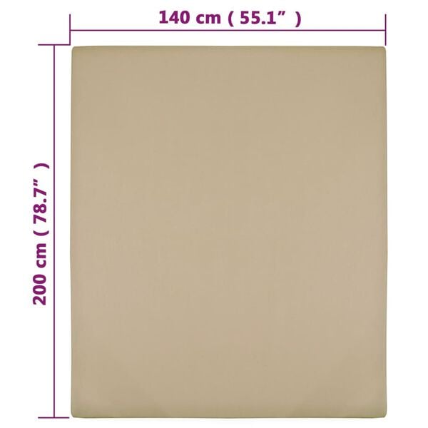 vidaXL Spannbettlaken 2 Stk. Jersey Taupe 140x200 cm Baumwolle