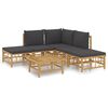 vidaXL 6-tlg. Garten-Lounge-Set mit Dunkelgrauen Kissen Bambus