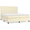 vidaXL Boxspringbett mit Matratze Creme 180x200 cm Kunstleder