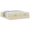 vidaXL Ottoman-Bett mit Matratzen Creme 200x200 cm Stoff