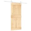 vidaXL Schiebet&uuml;r Nat&uuml;rlich und Wei&szlig; 90 x 210 cm Massivkiefer