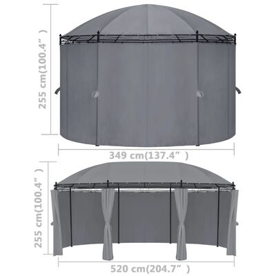 vidaXL Pavillon mit Vorhängen 520x349x255 cm Anthrazit