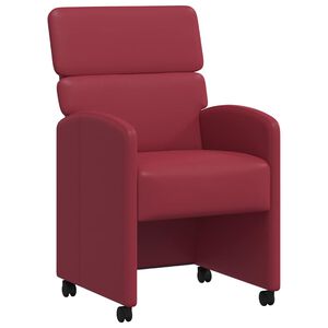 vidaXL Esszimmerst&uuml;hle mit Rollen 2 stk. Kunstleder Weinrot