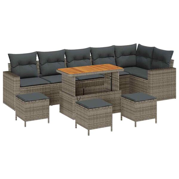 vidaXL Gartensofa-set 10 pcs Grau Poly-Rattan