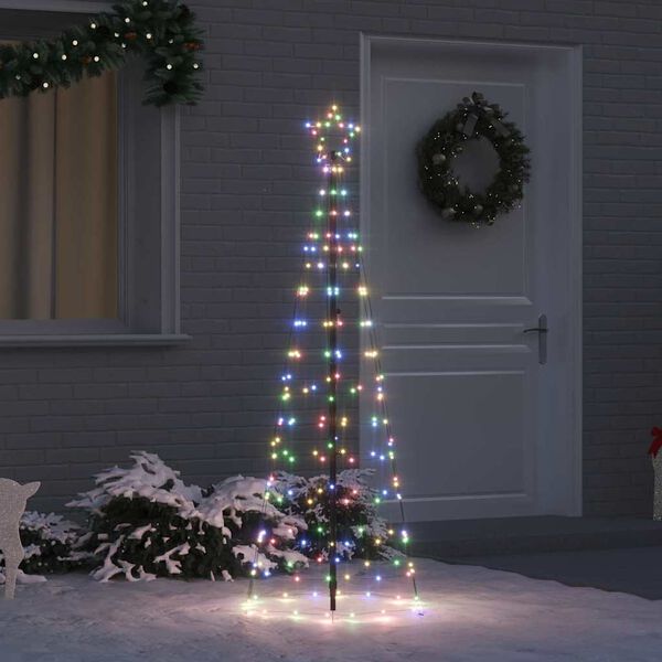 vidaXL LED Weihnachtsbaum mit Erdspießen Mehrfarbig 250 cm Eisen