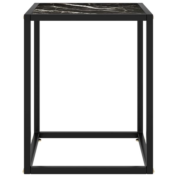 vidaXL Couchtisch Schwarz mit Schwarzem Glas in Marmor-Optik 40x40x50