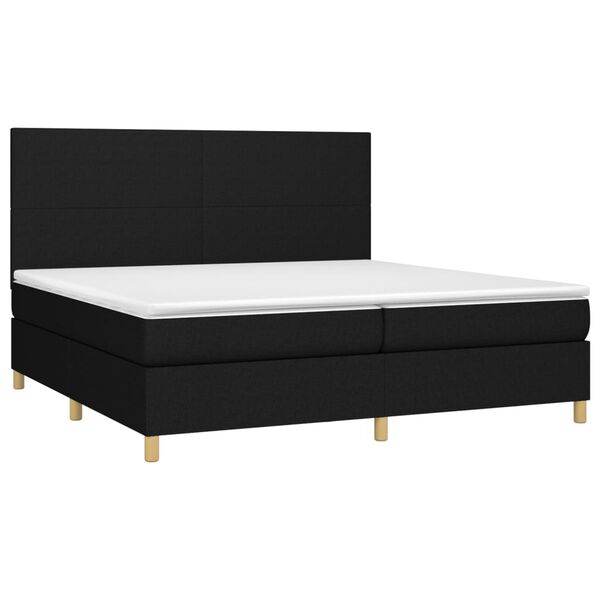 vidaXL Boxspringbett mit Matratze & LED Schwarz 200x200 cm Stoff