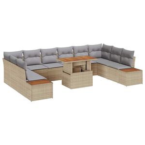 vidaXL Gartensofa-set 11 Stk. Beige Poly-Rattan