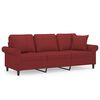 vidaXL 3-Sitzer-Sofa mit Kissen Weinrot 180 cm Stoff