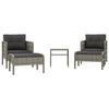 vidaXL 5-tlg. Garten-Lounge-Set mit Kissen Grau Poly Rattan