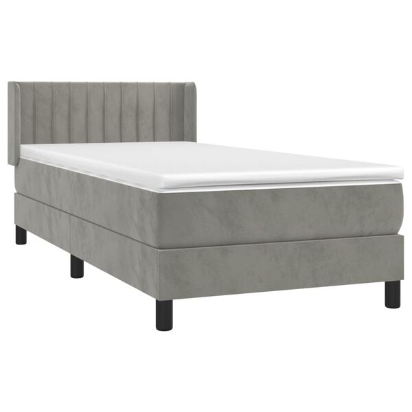 vidaXL Boxspringbett mit Matratze Hellgrau 80x200 cm Samt